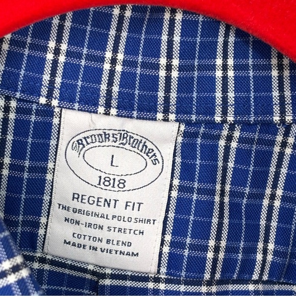 Brooks Brothers Blue and‎ White Casual Regent Fit Button Down Shirt size L 279 - Picture 5 of 9
